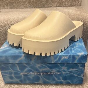 Free People Cream Platform Mules